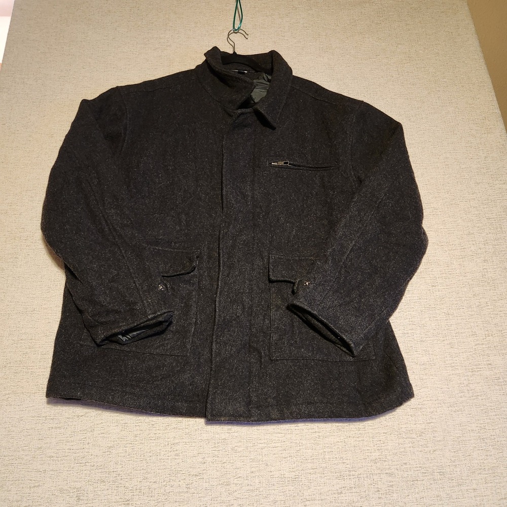 Tommy Hilfiger Field Jacket Mens XXL Charcoal Wool Blend Quilted KLG-LTK